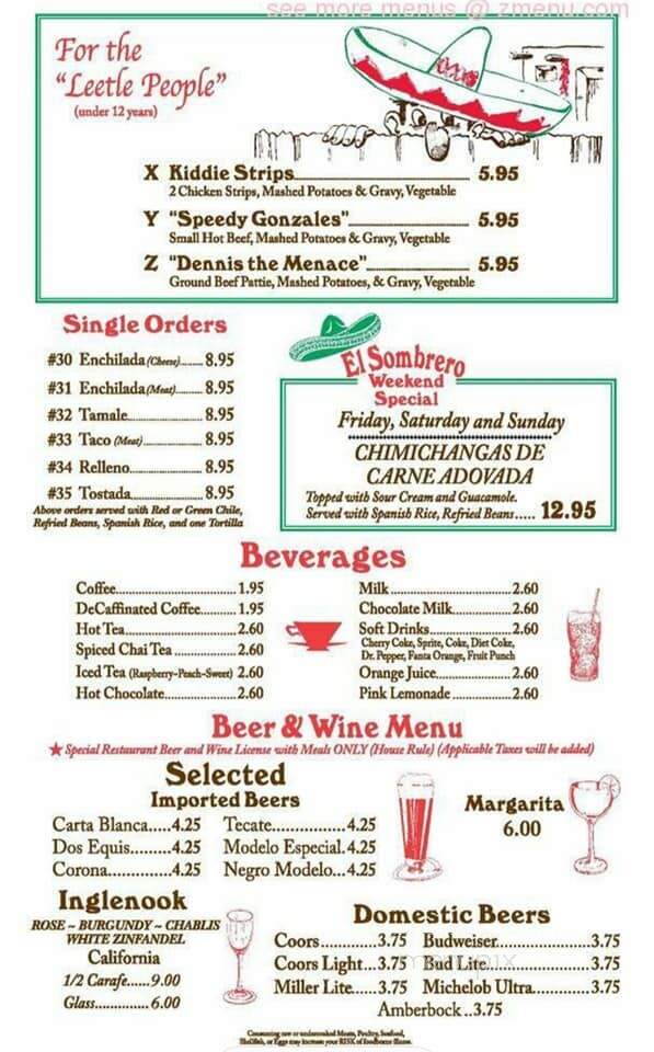 El Sombrero Restaurant - Gallup, NM menu_pic