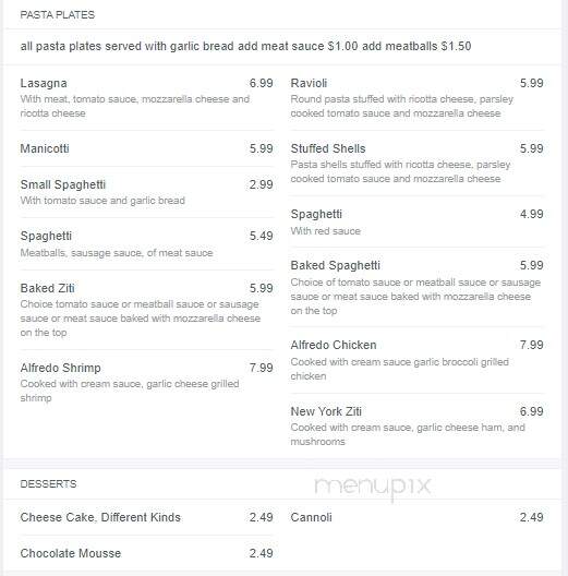 Aly's Family Italian Restaurant - Christiansburg, VA menu_pic
