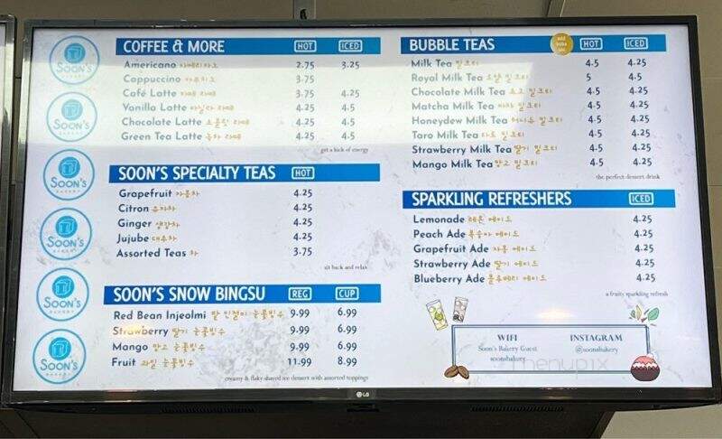 Soon's Bakery - Suwanee, GA menu_pic