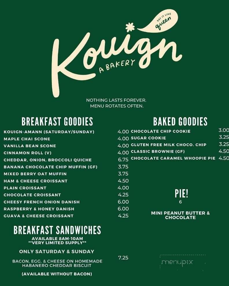 Kouign Bakery - Wallingford, CT menu_pic