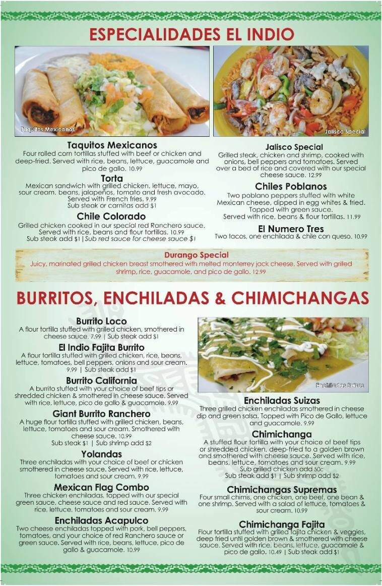 El Indio - Nashville, IL menu_pic