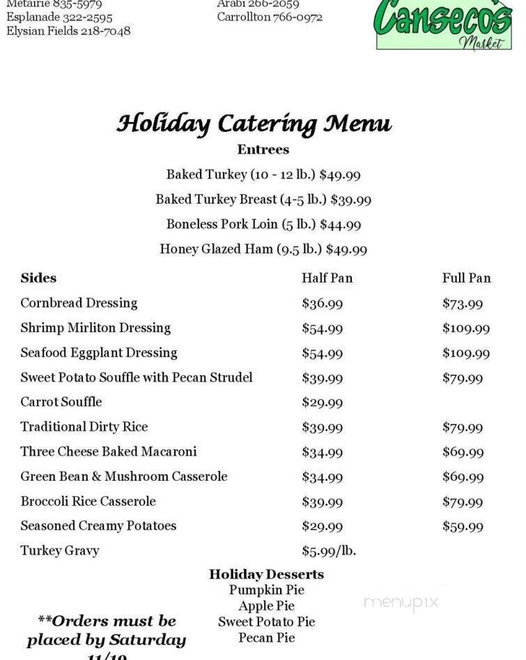 Canseco's Market - New Orleans, LA menu_pic