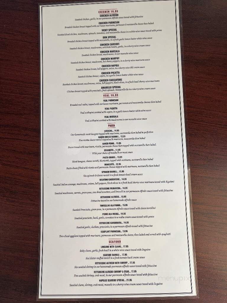 Napoli's - Amarillo, TX menu_pic
