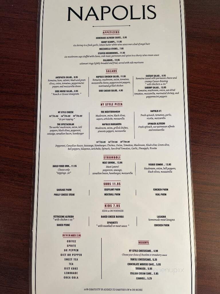 Napoli's - Amarillo, TX menu_pic