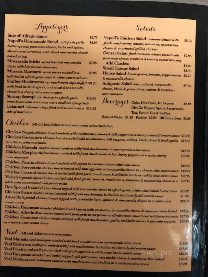 Napoli's - Amarillo, TX menu_pic