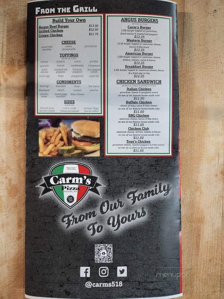 Carm's Restaurant - Scotia, NY menu_pic