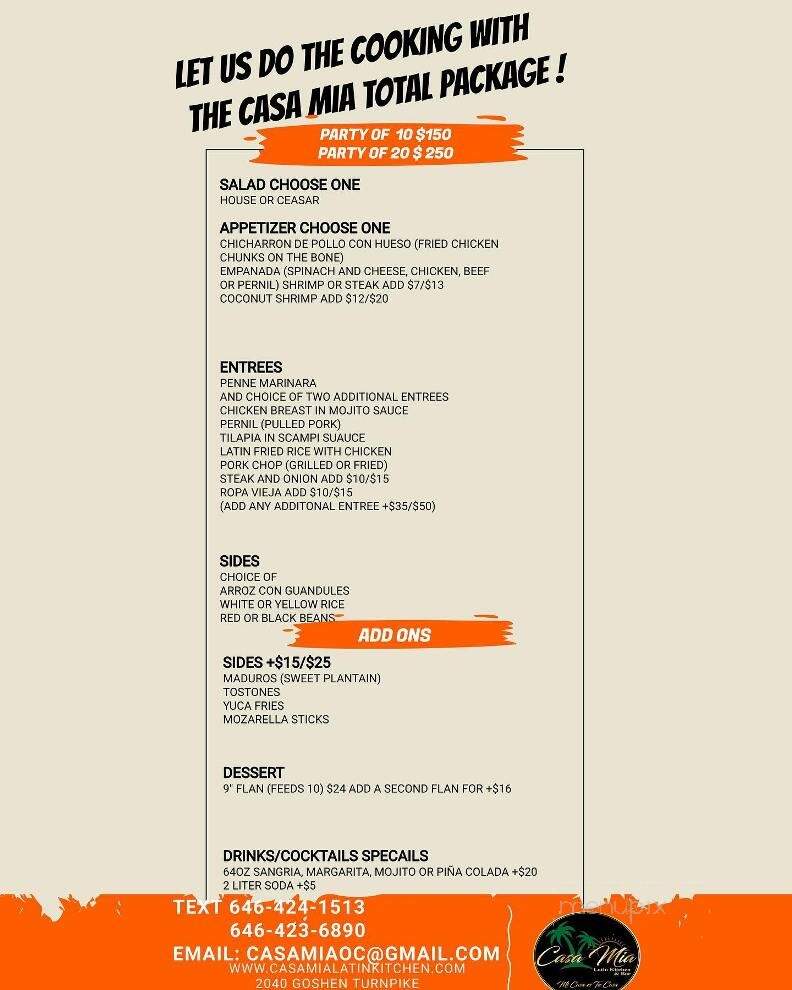 Casa Mia Restaurant - Middletown, NY menu_pic