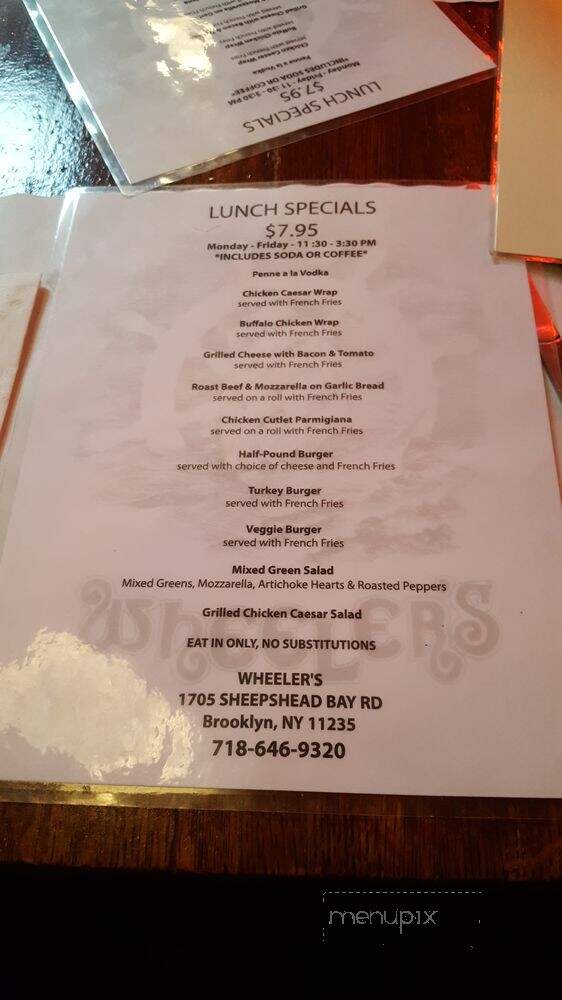 Wheeler's Restaurant - Brooklyn, NY menu_pic
