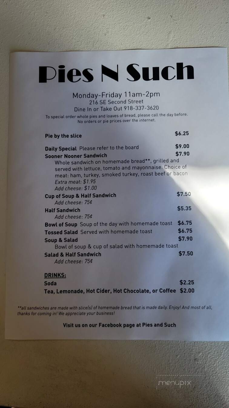 Pies & Such - Bartlesville, OK menu_pic