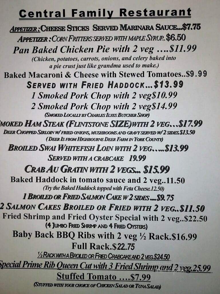 Central Family Restaurant - York, PA menu_pic
