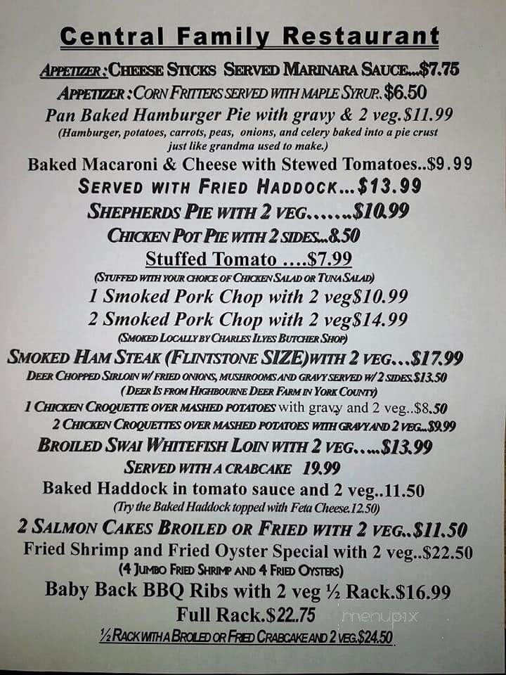 Central Family Restaurant - York, PA menu_pic