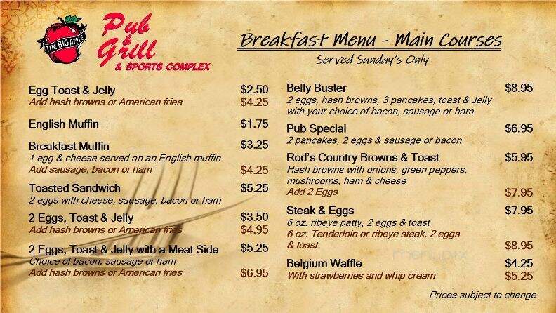 Big Apple Pub & Grill - Manitowoc, WI menu_pic