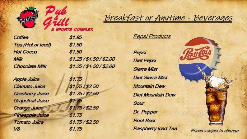 Big Apple Pub & Grill - Manitowoc, WI menu_pic