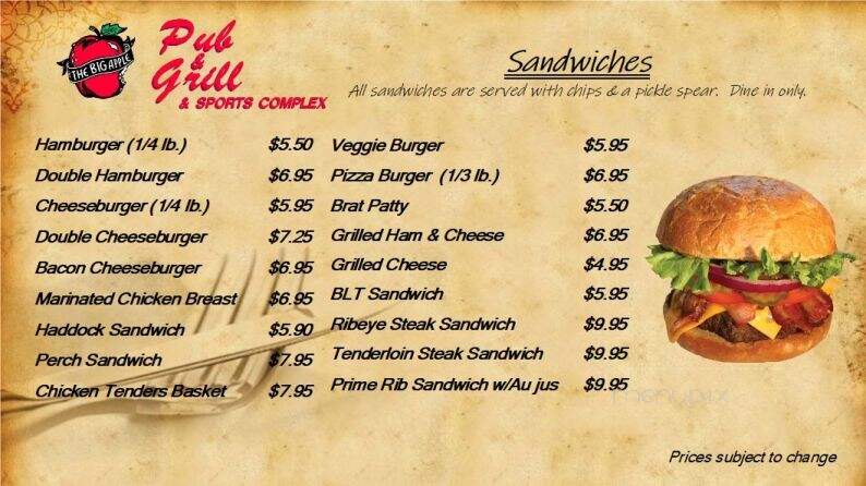 Big Apple Pub & Grill - Manitowoc, WI menu_pic