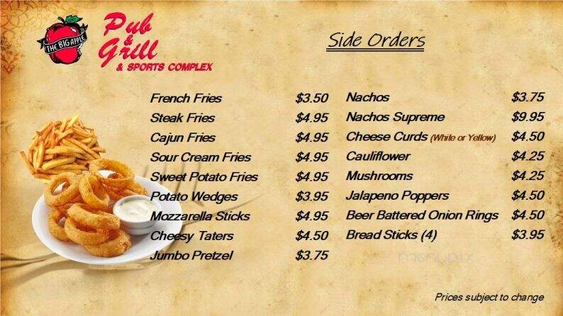 Big Apple Pub & Grill - Manitowoc, WI menu_pic