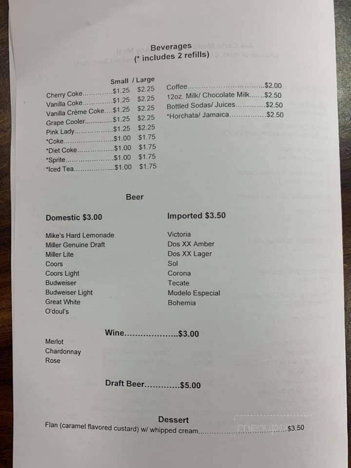Cristina's - Crescent City, CA menu_pic