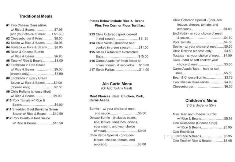 Cristina's - Crescent City, CA menu_pic