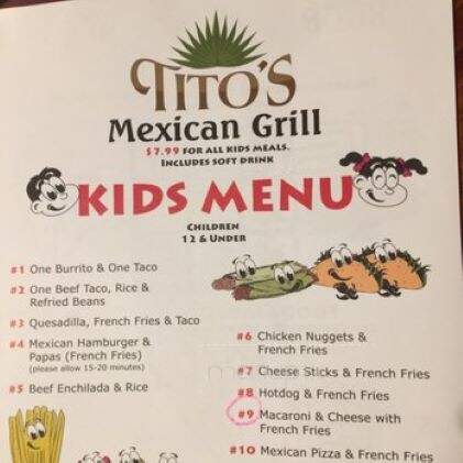Tito's Mexican Grill - Pittsfield, MA menu_pic
