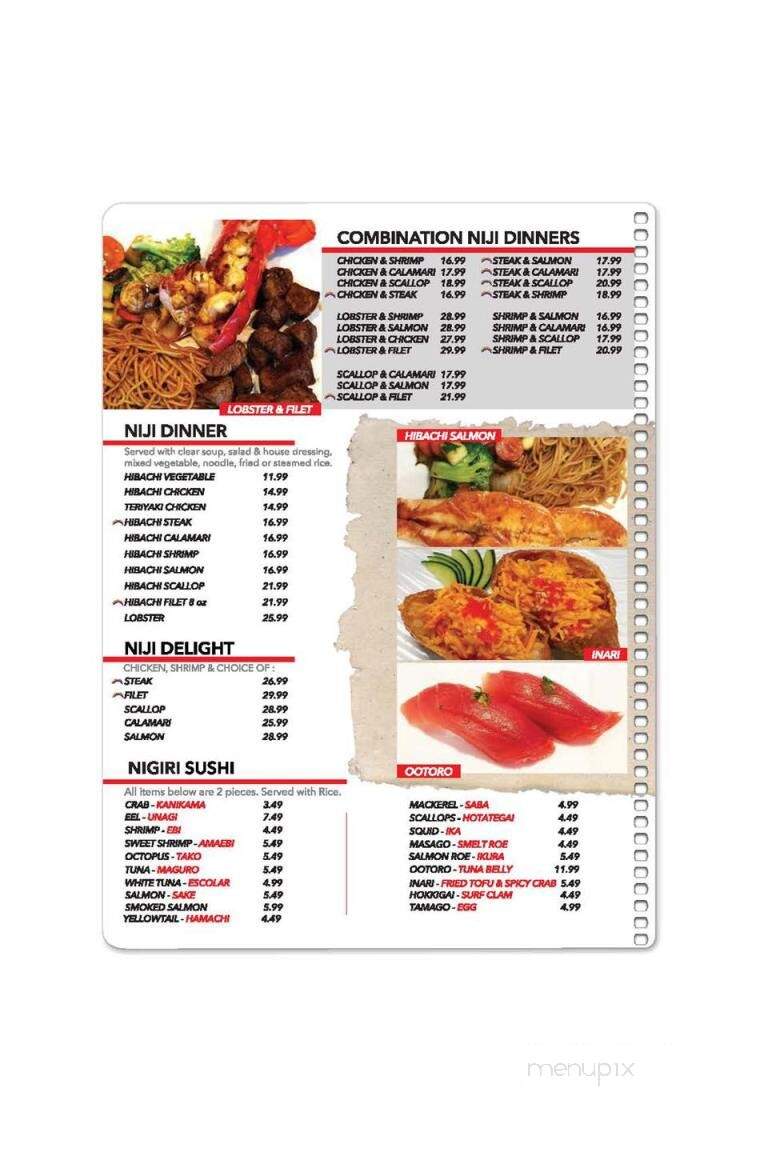 Menu of Niji Sushi Bar & Grill in Springfield, MO 65804