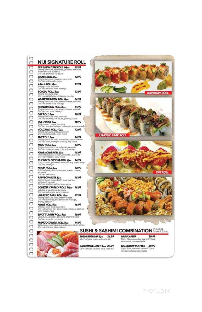 Niji Sushi Bar & Grill - Springfield, MO menu_pic