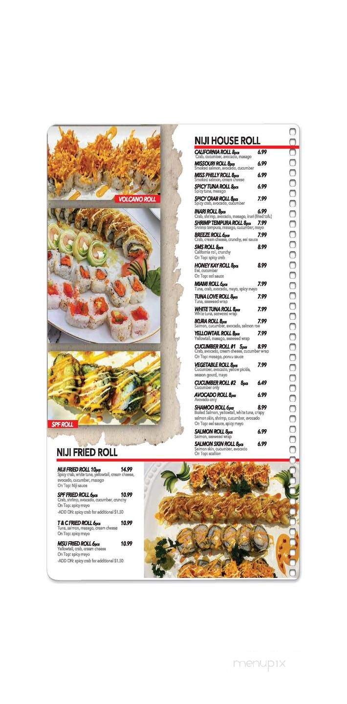 Niji Sushi Bar & Grill - Springfield, MO menu_pic