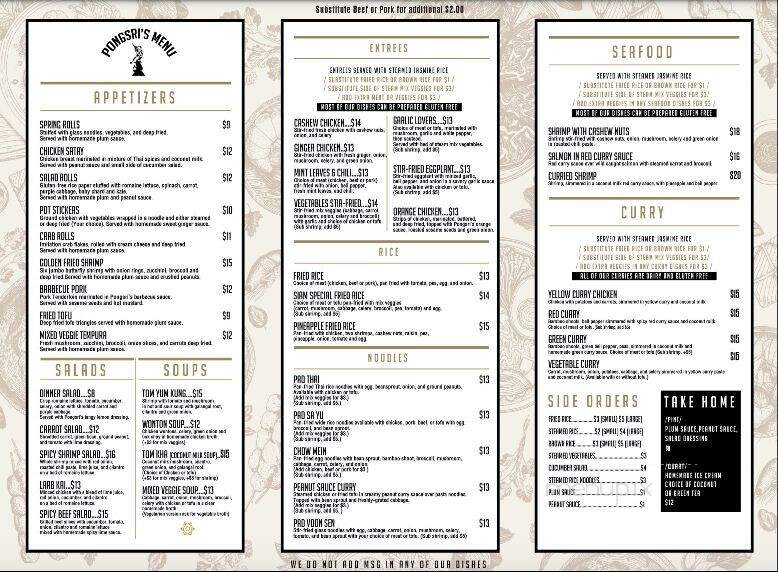 Pongsri's Thai Restaurant - Grants Pass, OR menu_pic