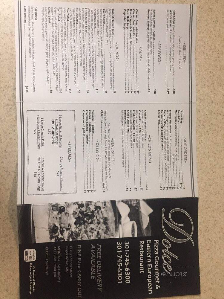 Dolce - Hagerstown, MD menu_pic
