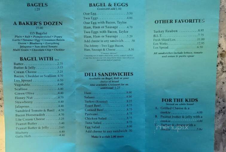 Soho Bagel - Woodstock, GA menu_pic