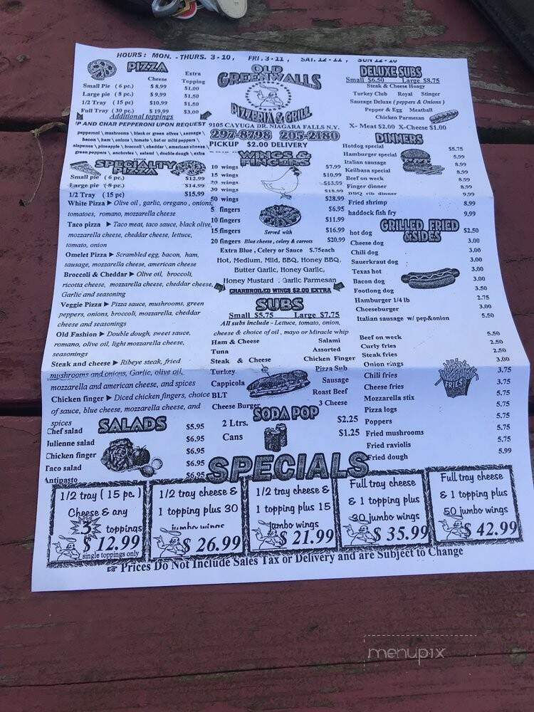 Old Greenwalls Restaurant - Niagara Falls, NY menu_pic