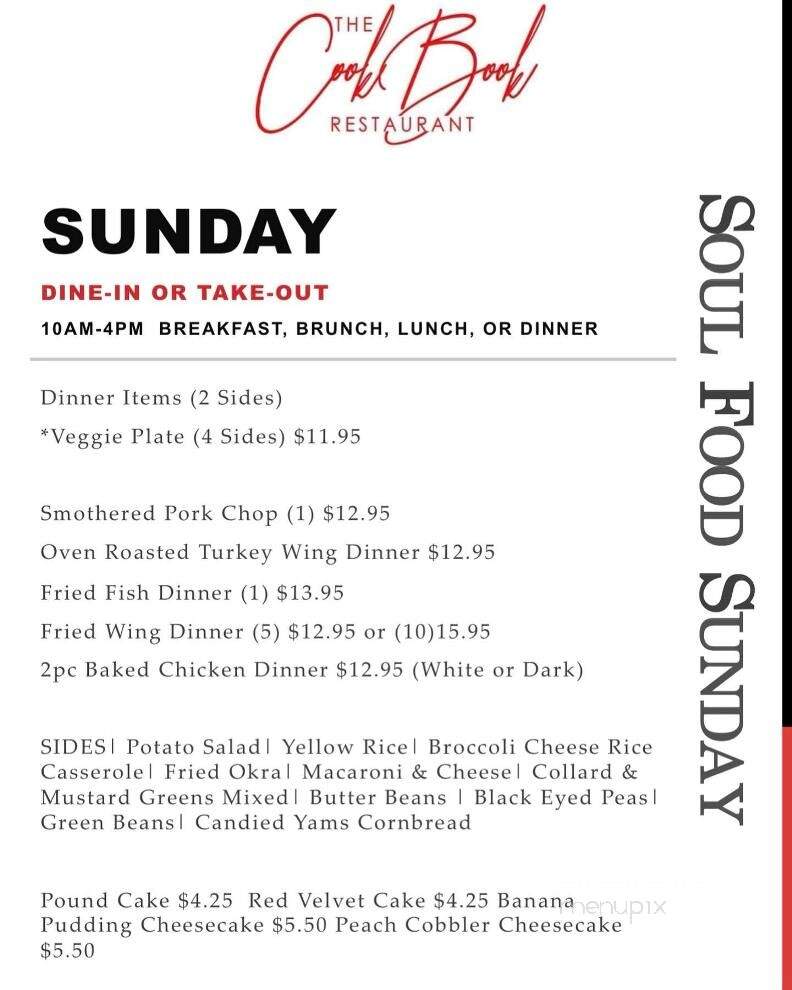 The Cookbook Restaurant - Jacksonville, FL menu_pic