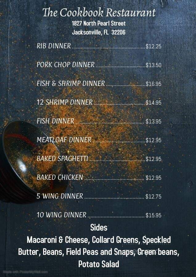 The Cookbook Restaurant - Jacksonville, FL menu_pic