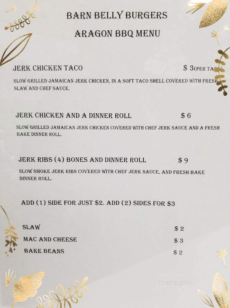 Barn Belly Burgers - Aragon, GA menu_pic