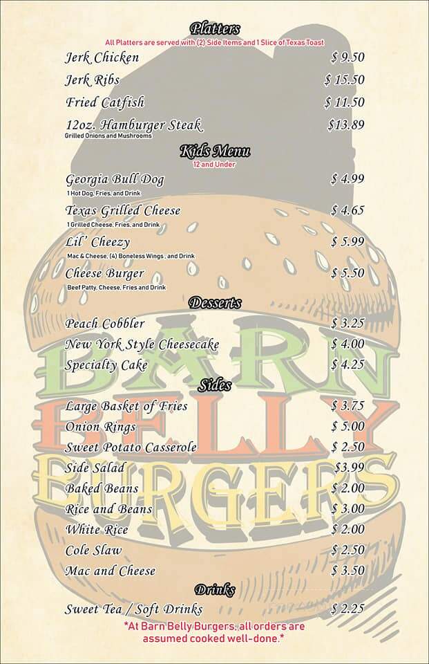 Barn Belly Burgers - Aragon, GA menu_pic