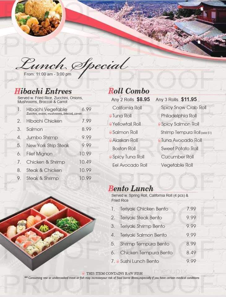 Yamato Sushi Steakhouse - Martin, TN menu_pic