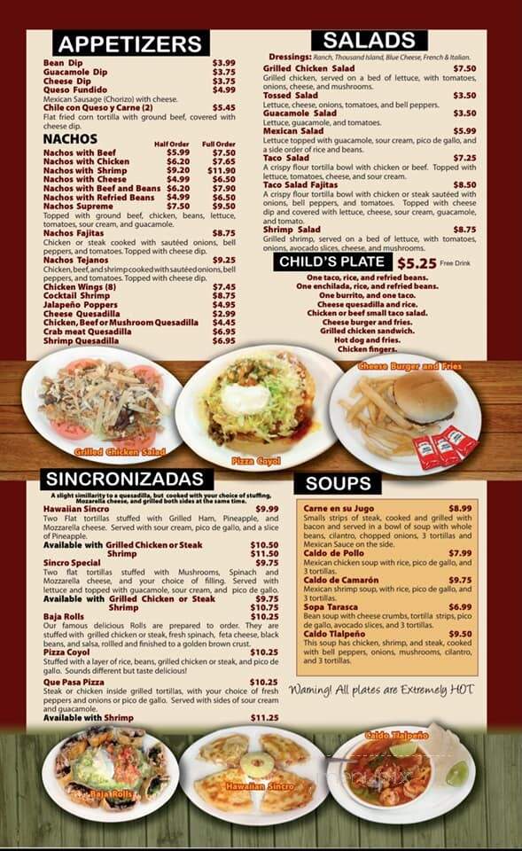 Coyol Mexican Grill - De Soto, MO menu_pic