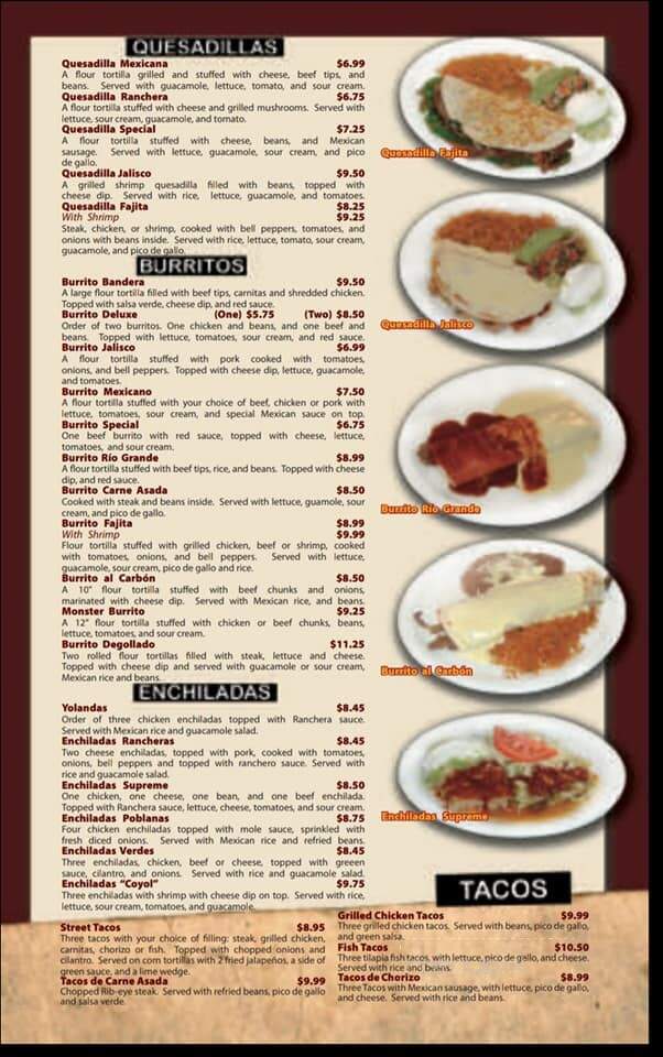 Coyol Mexican Grill - De Soto, MO menu_pic