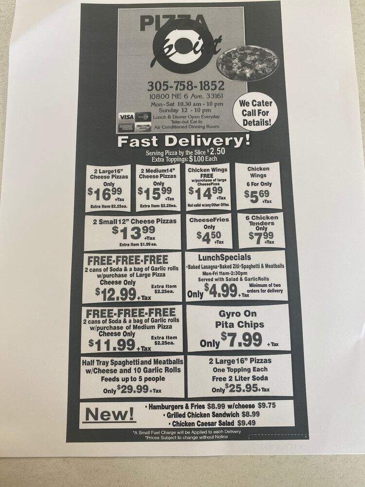 Pizza Point - North Miami, FL menu_pic