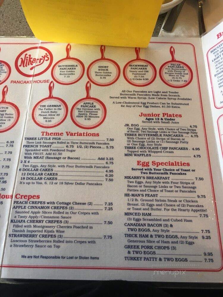 Nikarry's Restaurant - Aurora, IL menu_pic