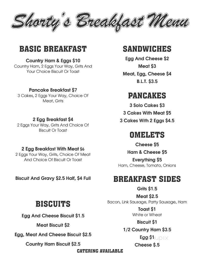 Shorty's Bar-B-Q - Fortson, GA menu_pic