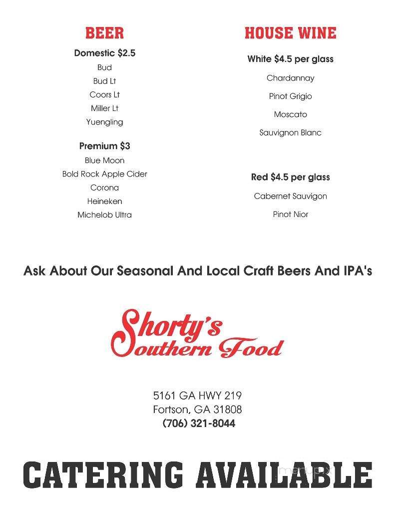 Shorty's Bar-B-Q - Fortson, GA menu_pic