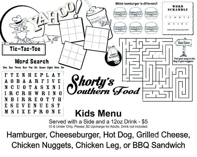 Shorty's Bar-B-Q - Fortson, GA menu_pic