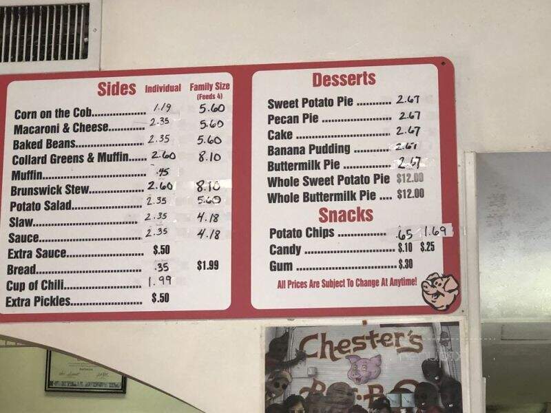 Chester's Barbeque - Columbus, GA menu_pic