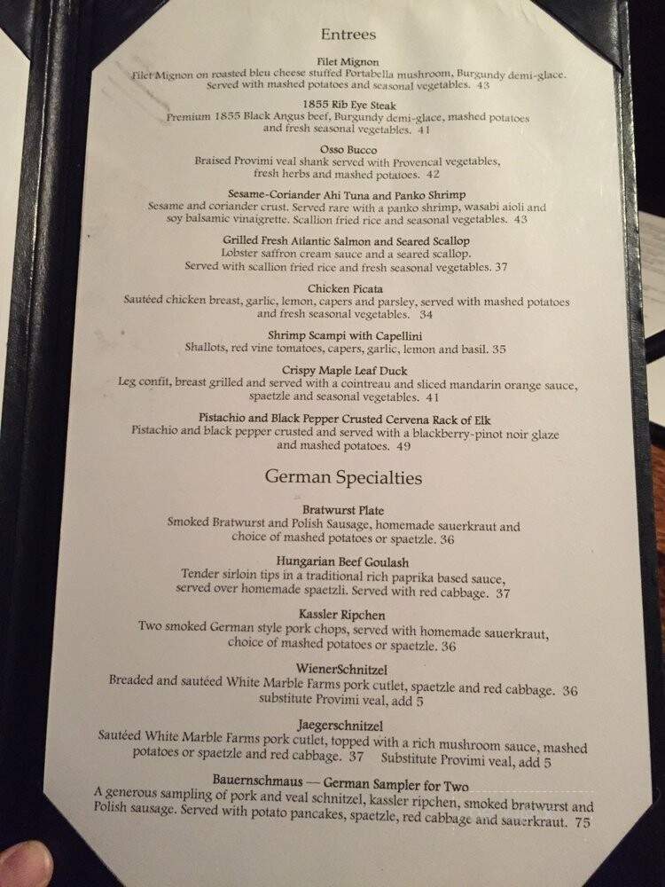 Austria Hof Restaurant - Mammoth Lakes, CA menu_pic