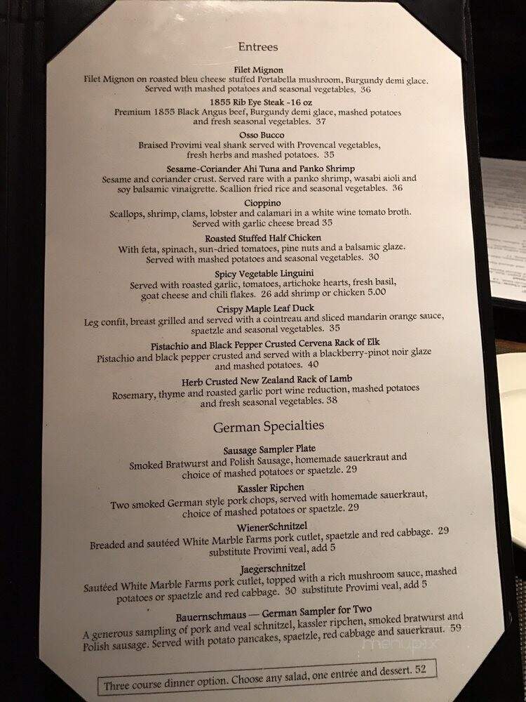 Austria Hof Restaurant - Mammoth Lakes, CA menu_pic