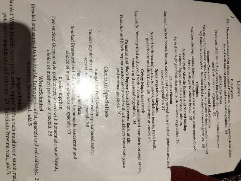 Austria Hof Restaurant - Mammoth Lakes, CA menu_pic