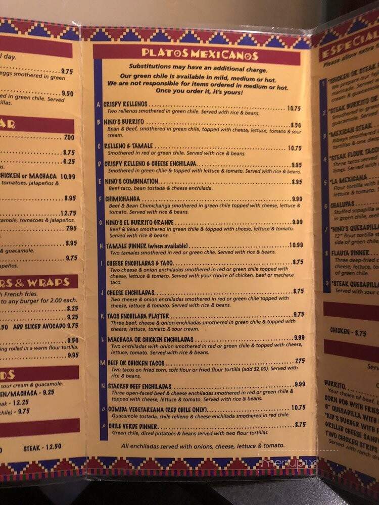 Nino's - Alamosa, CO menu_pic