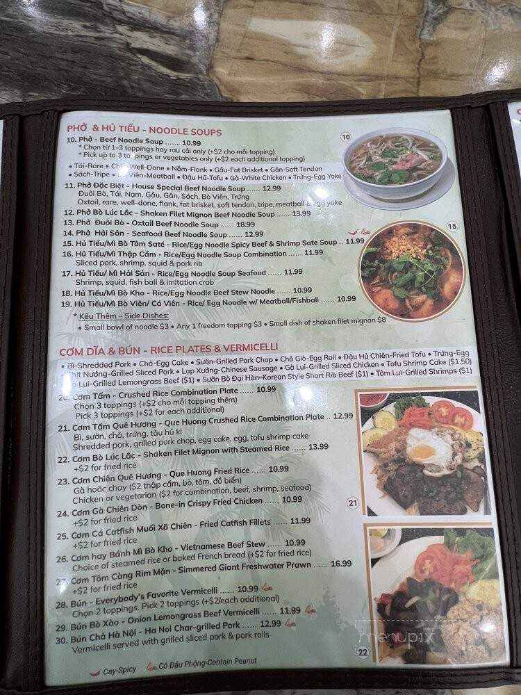 Que Huong Bistro - Houston, TX menu_pic