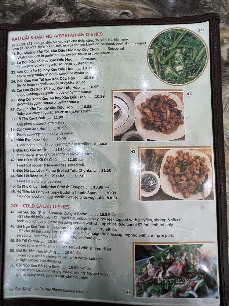 Que Huong Bistro - Houston, TX menu_pic