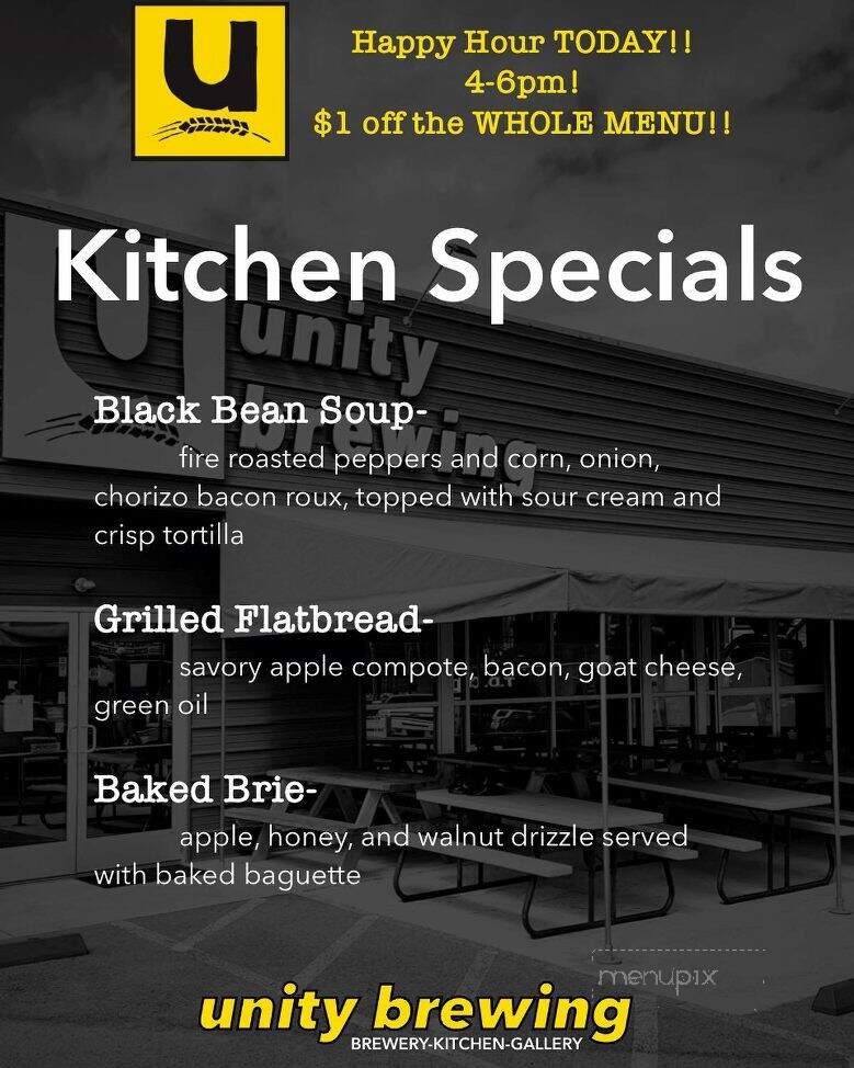 Unity Brewing - Latrobe, PA menu_pic