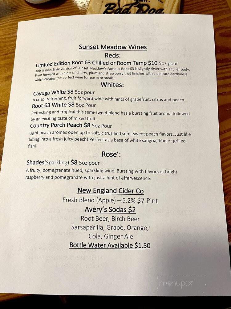 Bad Dog Brewery - Torrington, CT menu_pic